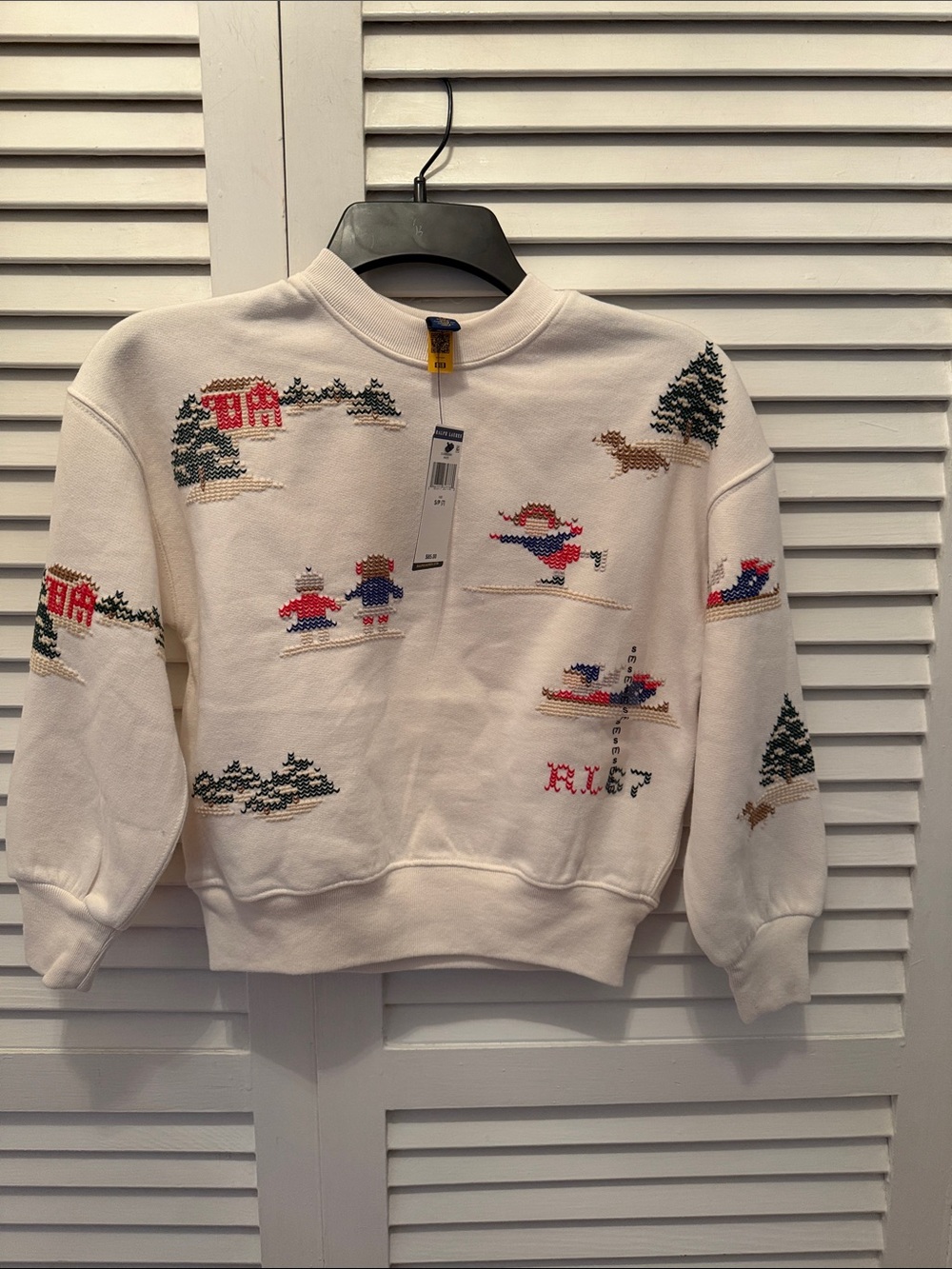 Polo Ralph Lauren beige Ski Scene Embroidered kids  Sweatshirt S